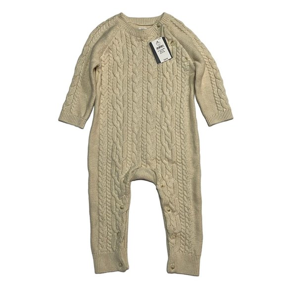 GAP Other - NWT GAP Baby Sweater Romper 12-18M Beige Cable Knit